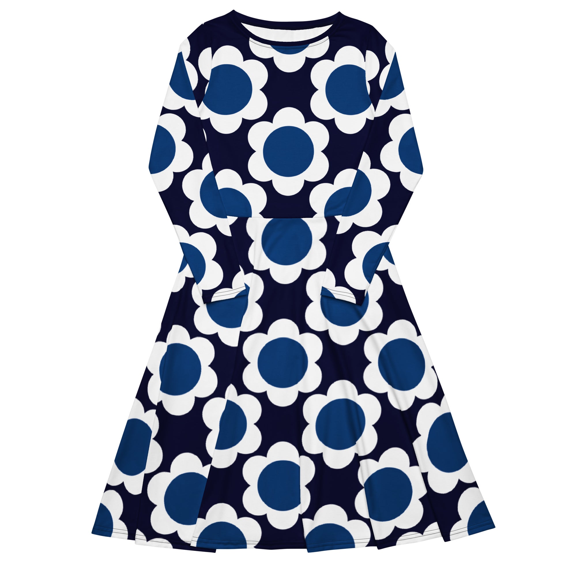 Midi dress - ELLIE blue white - Classic floral print 6XL