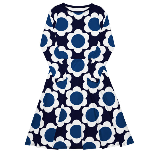 Midi dress - ELLIE blue white - Classic floral print 6XL