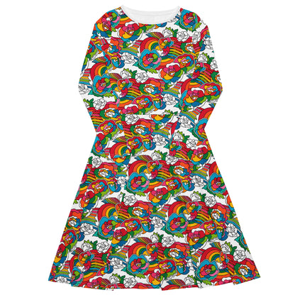 Midi dress - RAINBOW-NEL - Joyful rainbow print 6XL