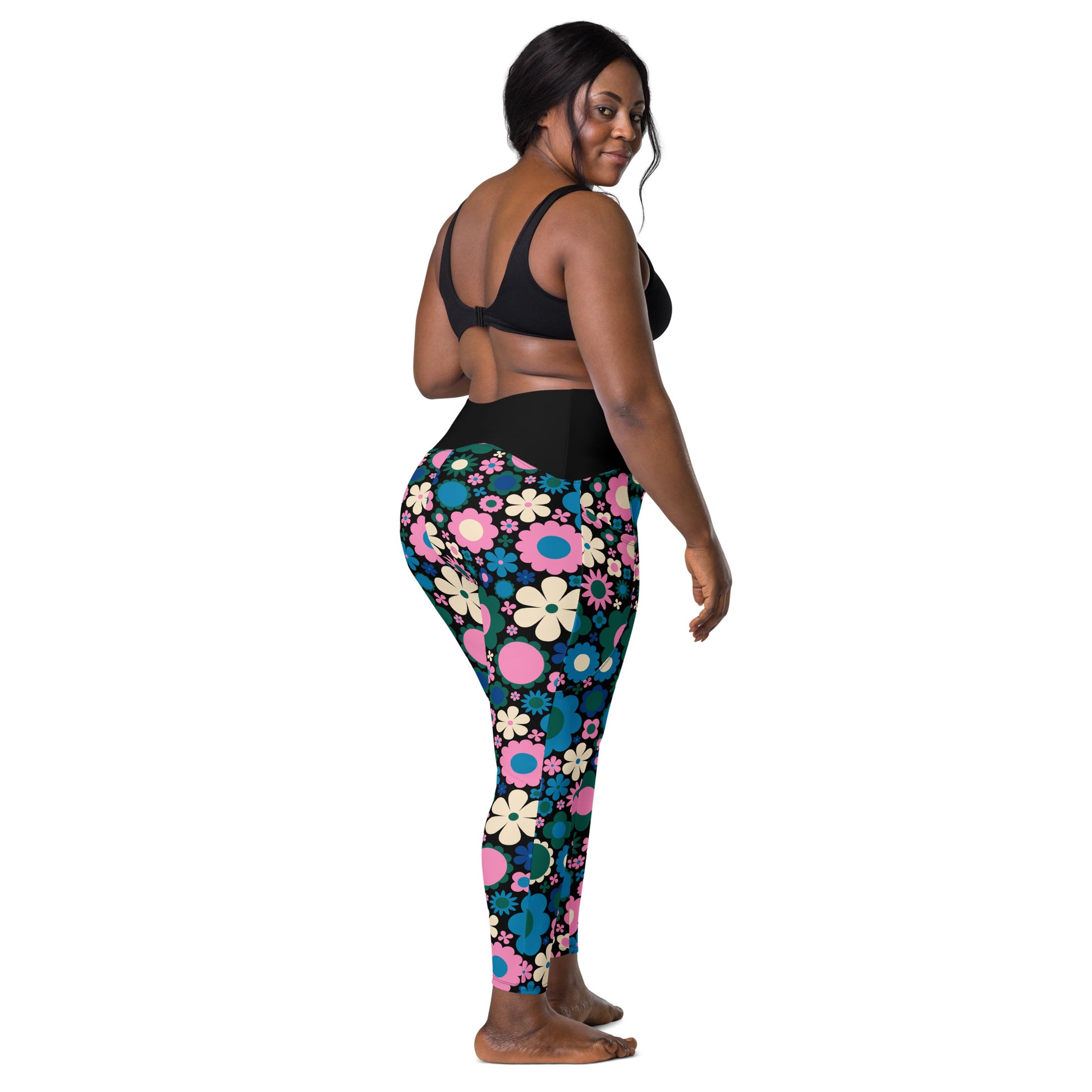 BLOOMPOP blue pink - Leggings With Pockets