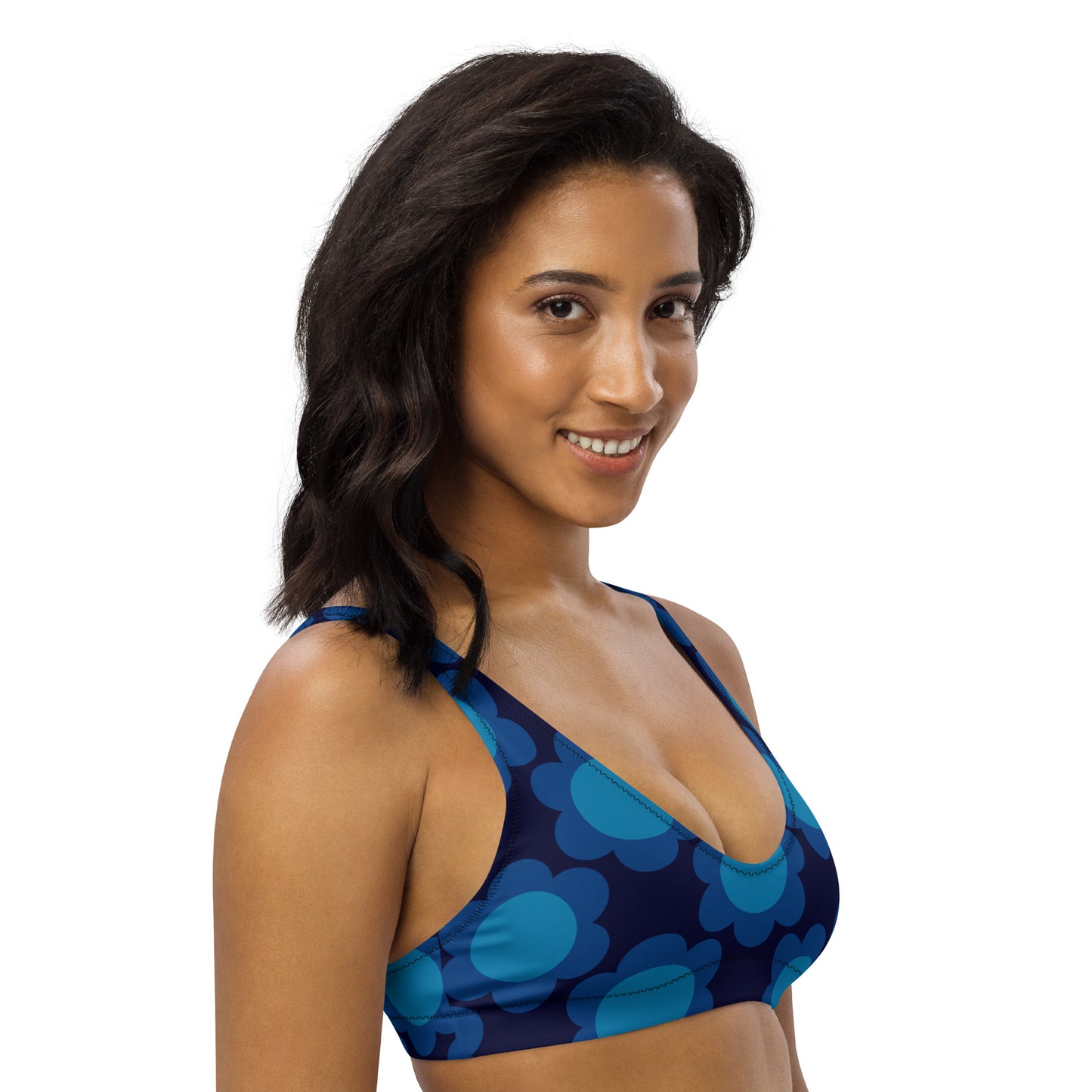 Bikini top - ELLIE dark blue - Classic floral print