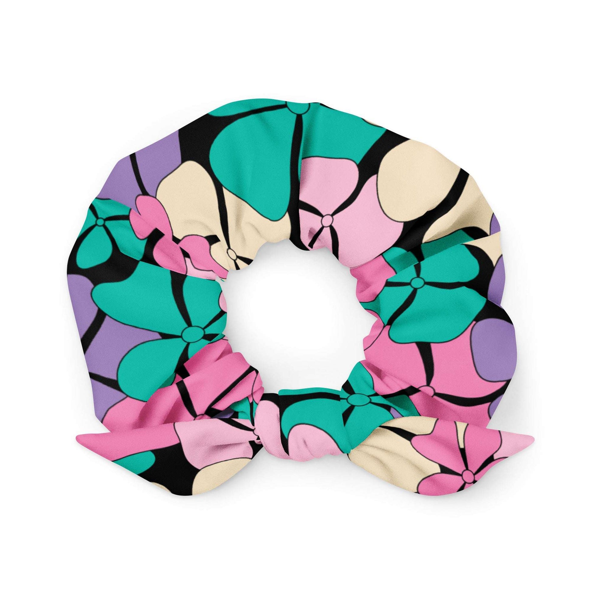 Scrunchie - ADELIE pink mint - Wild floral print Default Title