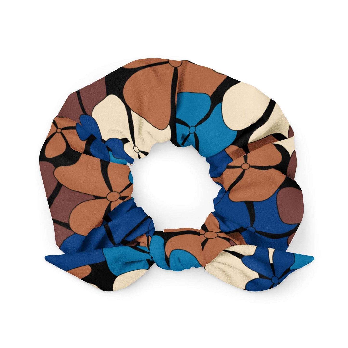 Scrunchie - ADELIE blue brown - Wild floral print Default Title