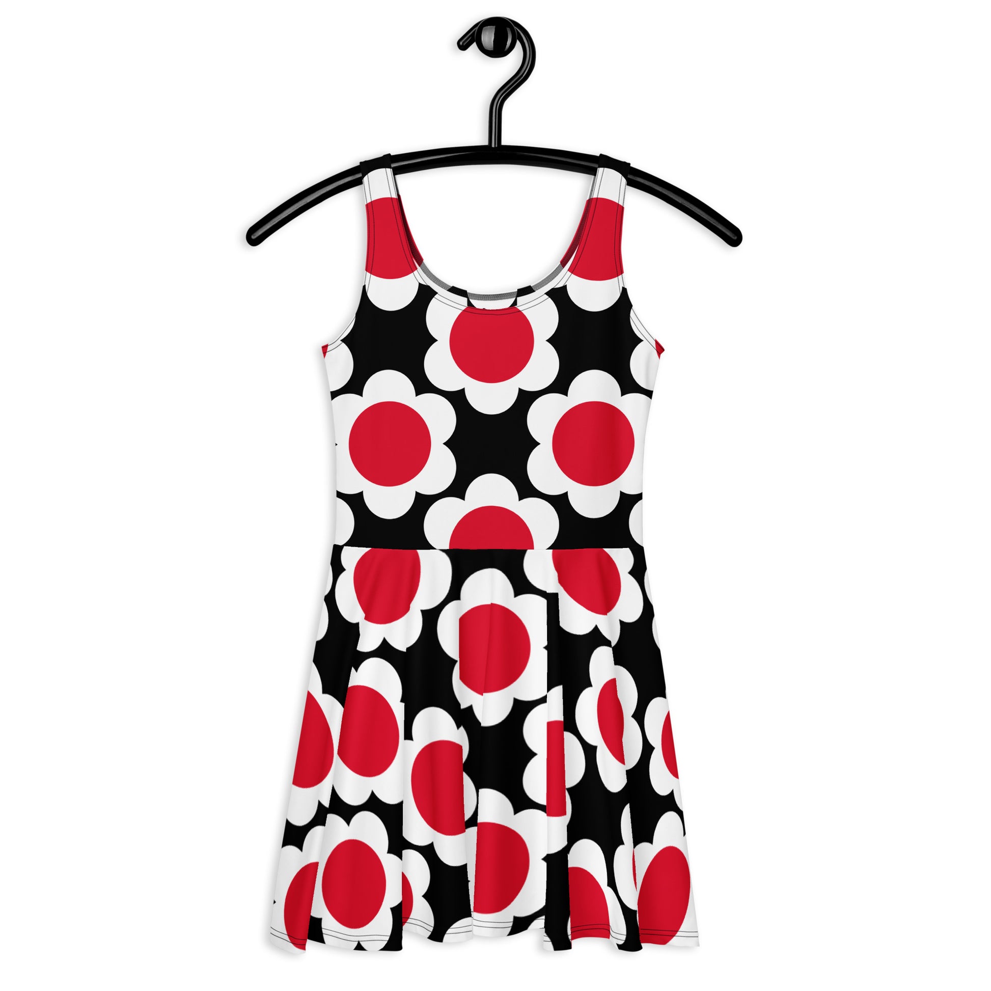 Skater dress - ELLIE white red black - Classic floral print 3XL