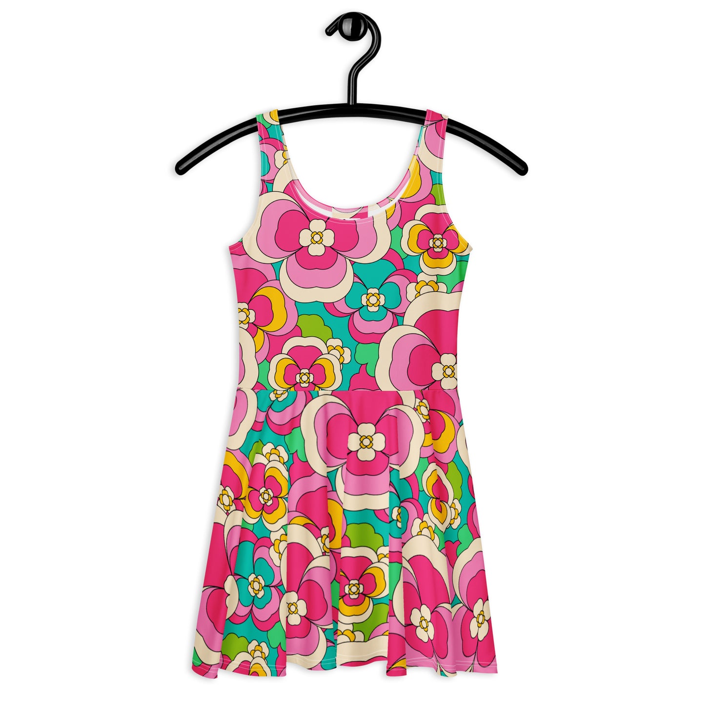 Skater dress - PANSY FANTASY pastel - Retro pansy print 3XL