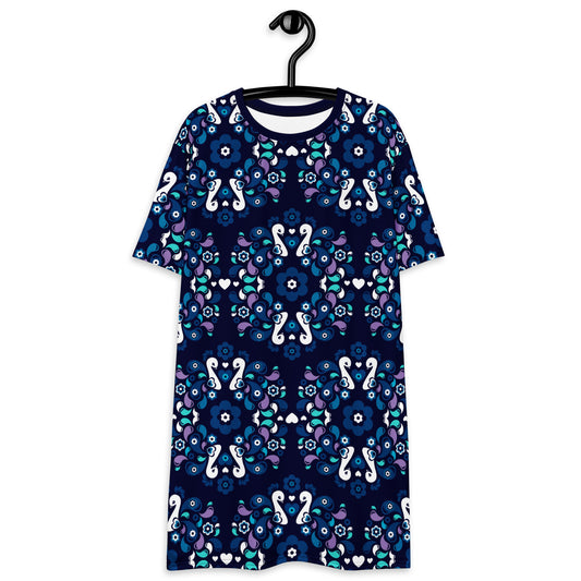 PEACOCK LOVE mystic blue - T-Shirt Dress