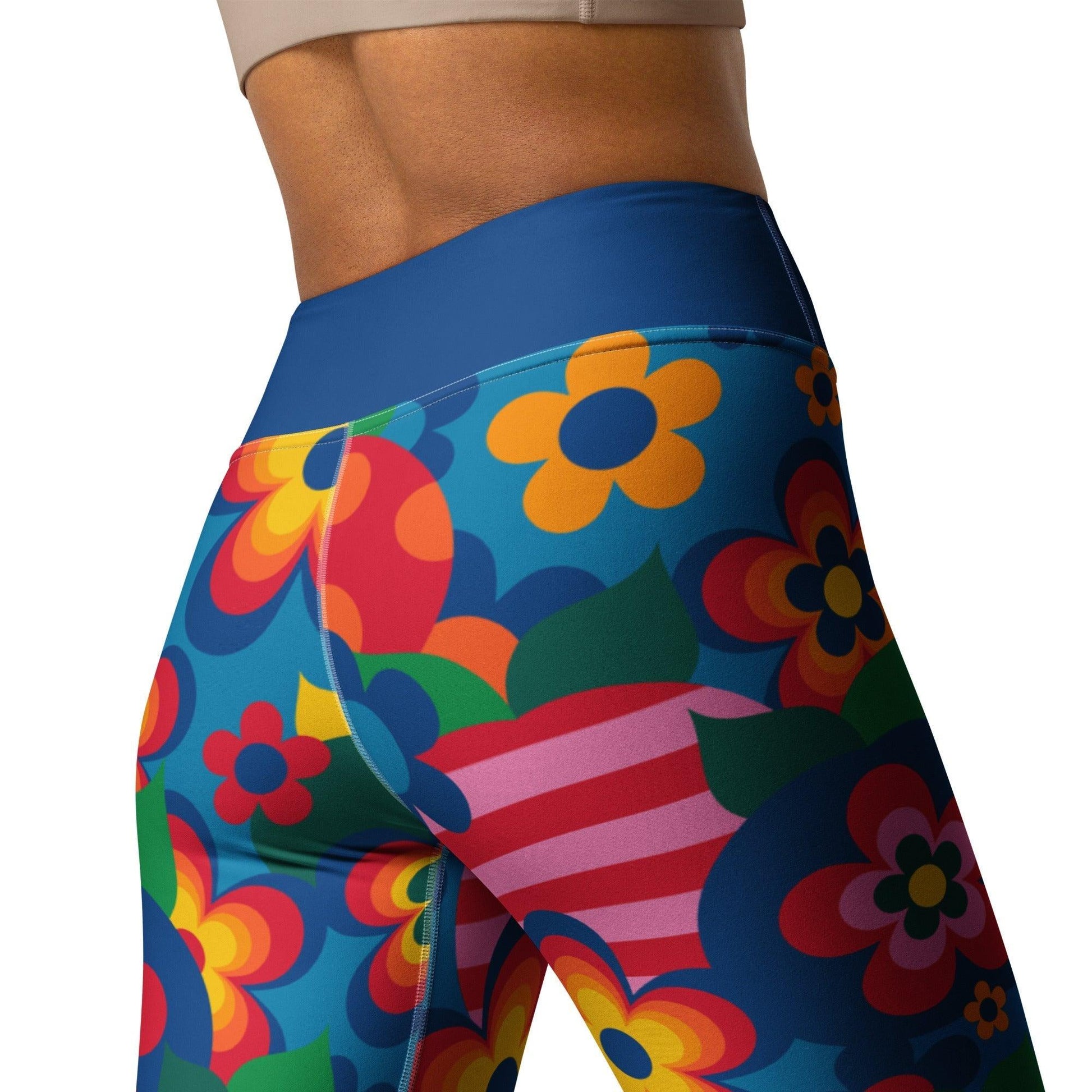 Yoga leggings -2- APPLEMANIA blue - Playful apple print