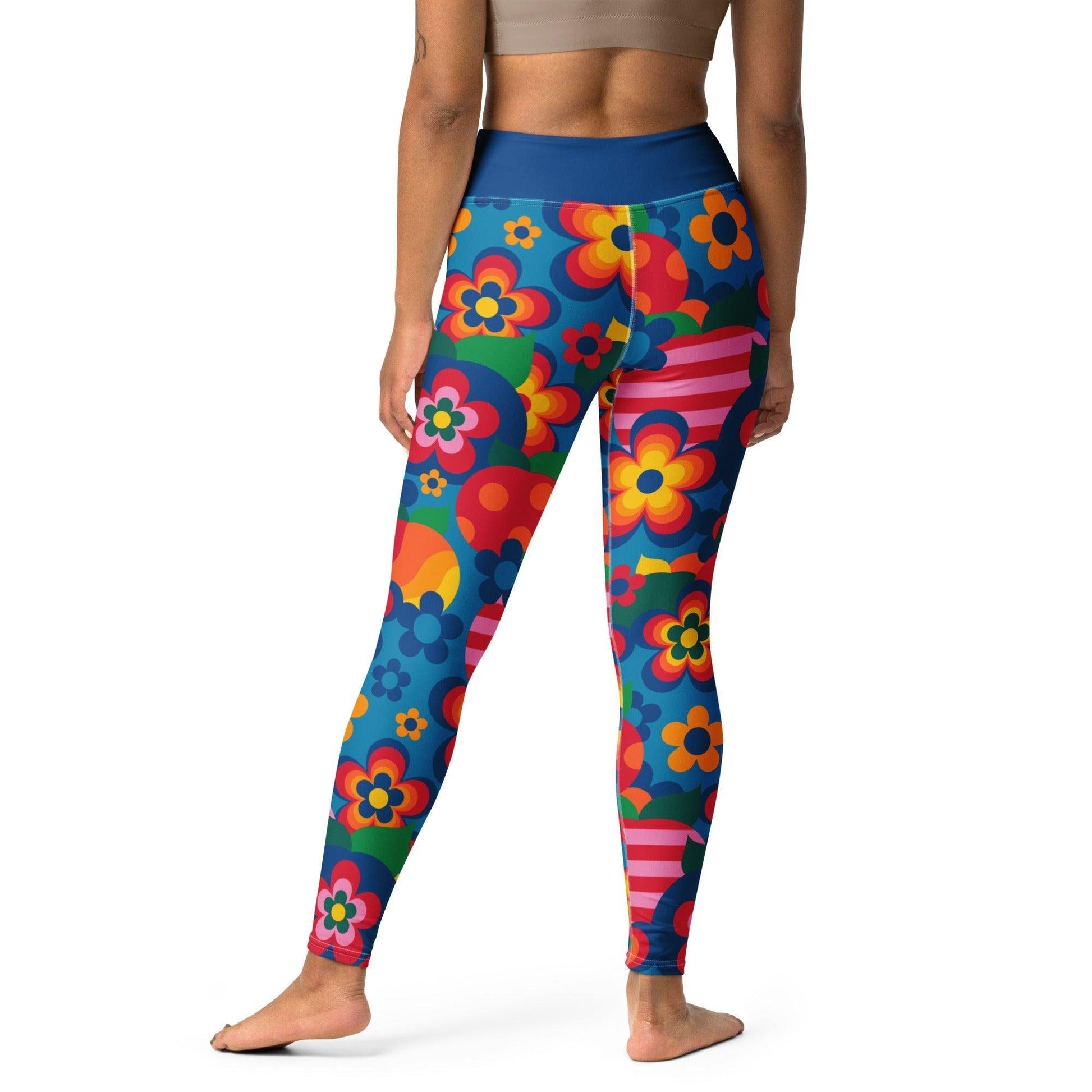Yoga leggings -2- APPLEMANIA blue - Playful apple print