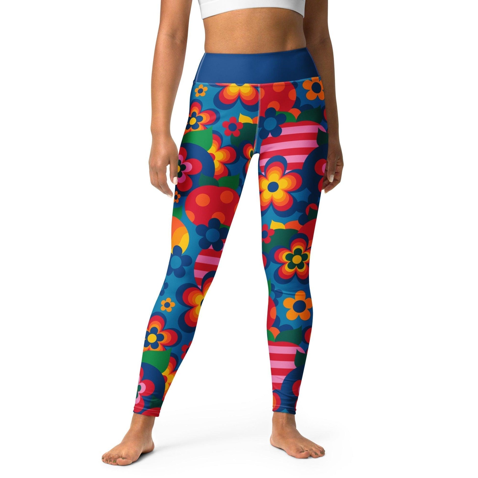 Yoga leggings -2- APPLEMANIA blue - Playful apple print XL