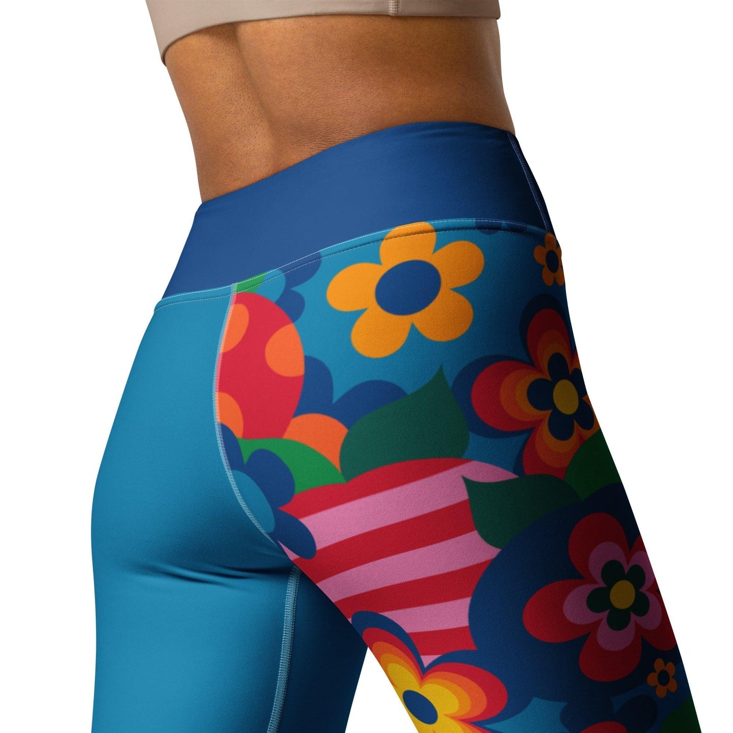 Yoga leggings - APPLEMANIA blue - Playful apple print