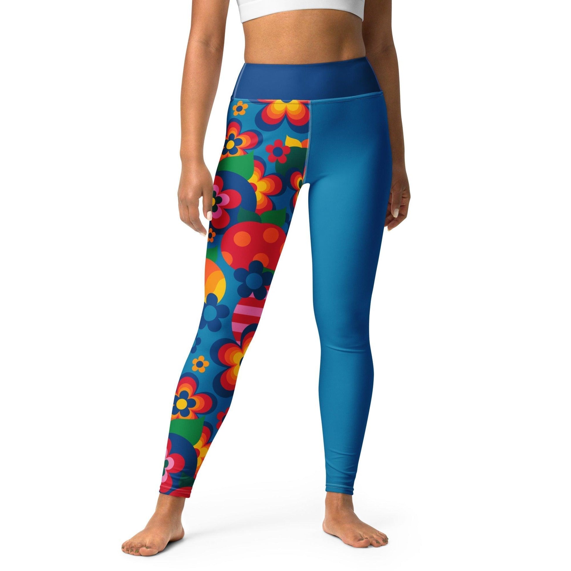 Yoga leggings - APPLEMANIA blue - Playful apple print XL