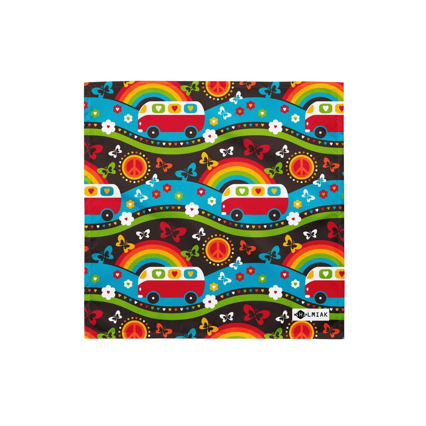 Bandana - HIPPIE DAY rainbow - Colorful hippie print S