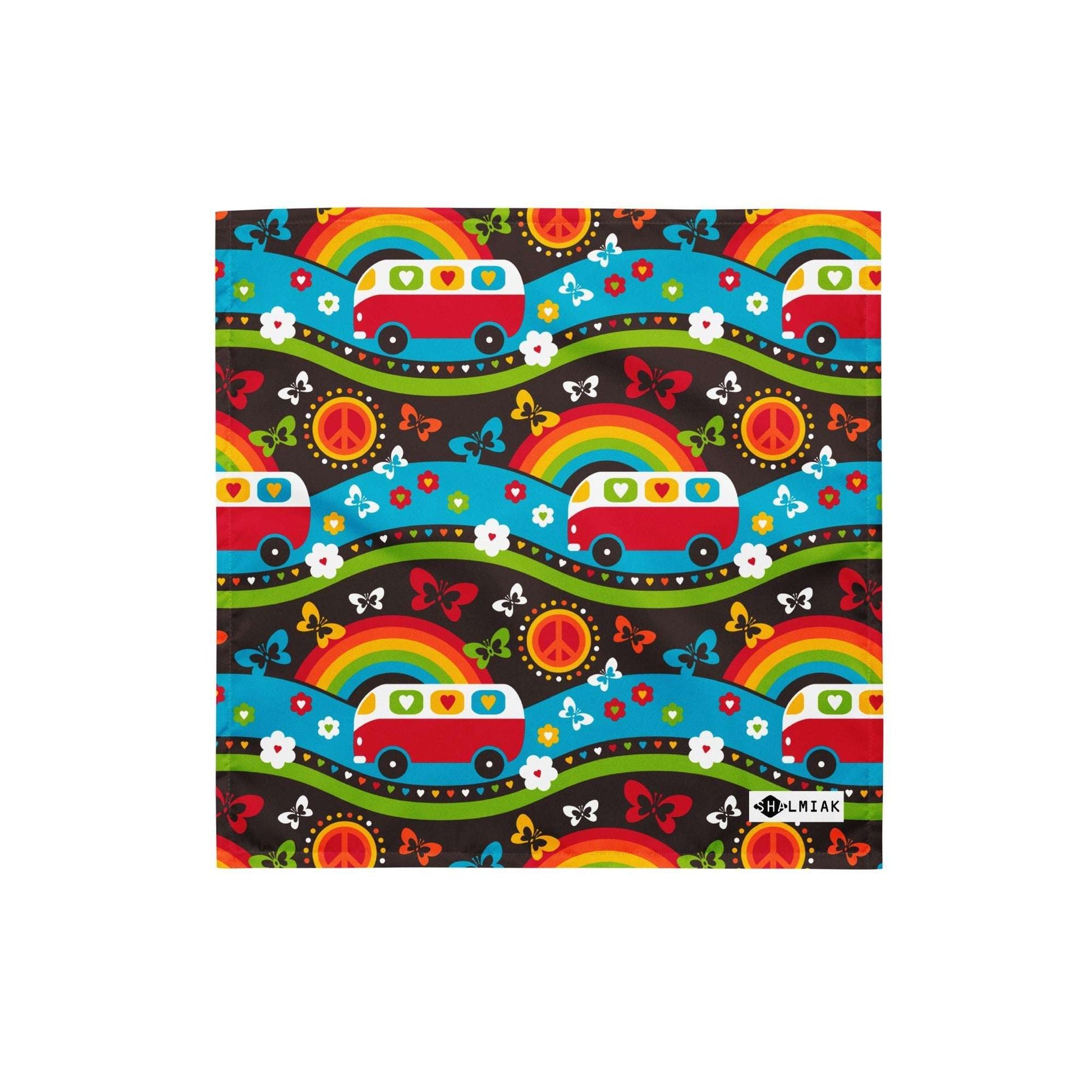 Bandana - HIPPIE DAY rainbow - Colorful hippie print S