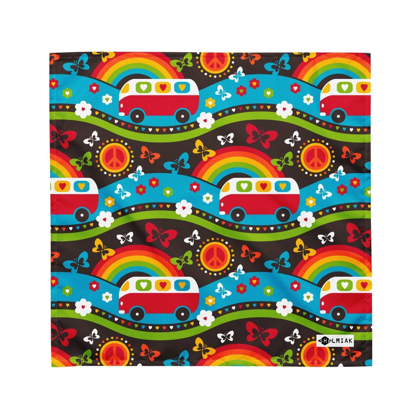 Bandana - HIPPIE DAY rainbow - Colorful hippie print M