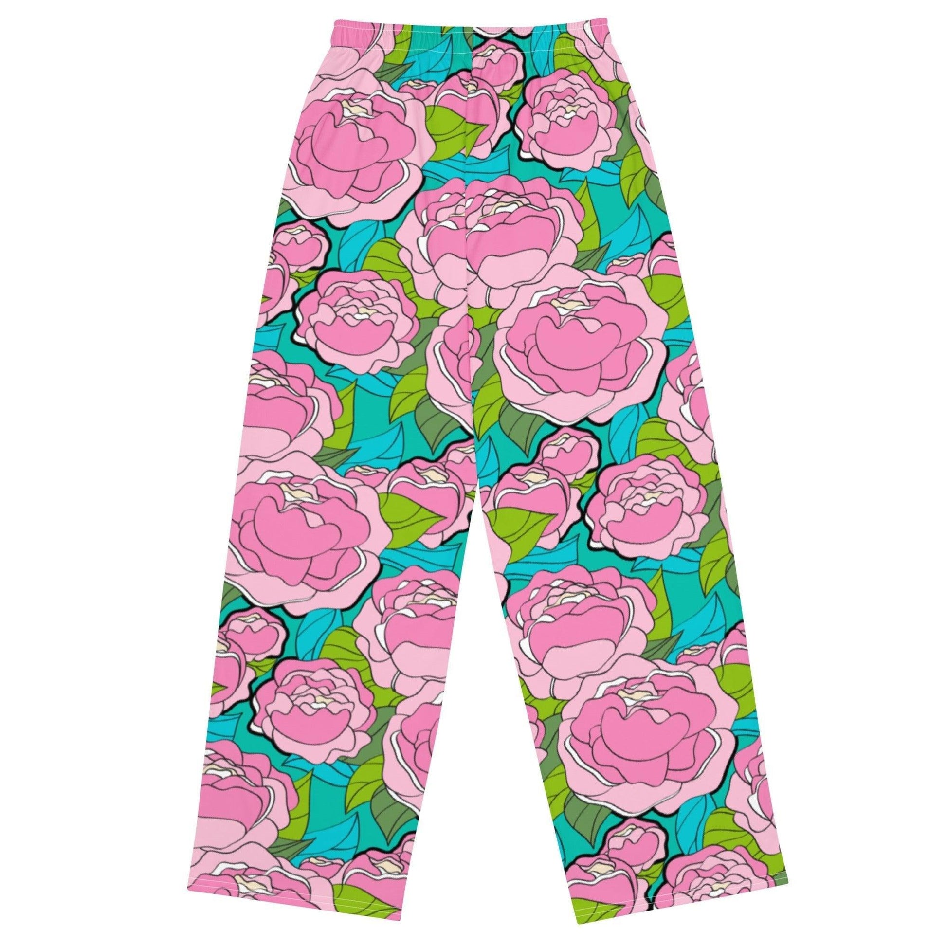 Pants - BE MY ONLY pink turquoise - Bold pink peony print