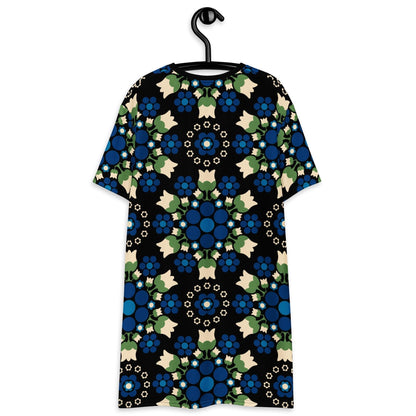 T-shirt dress - BERRY DANCE blue black - Berries and flowers print