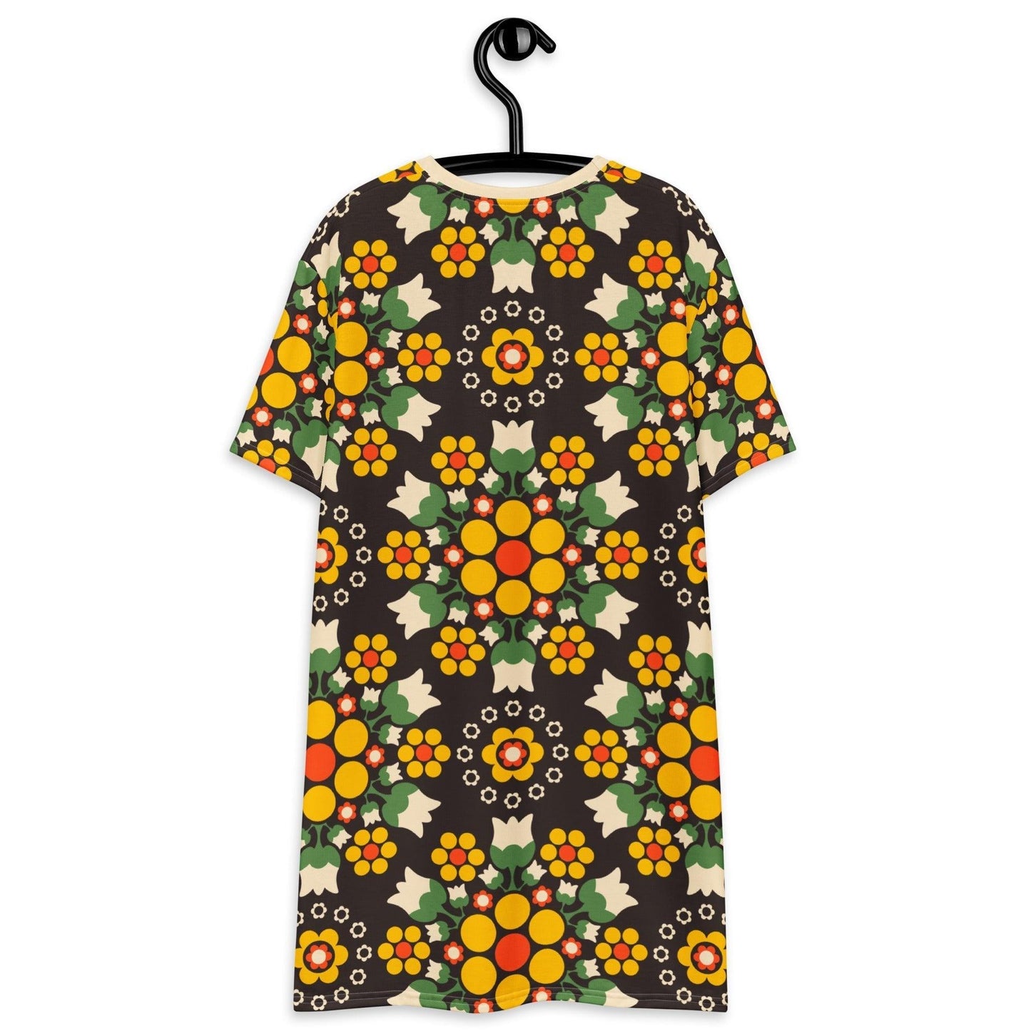 T-shirt dress - BERRY DANCE yellow brown - Berries and flowers print