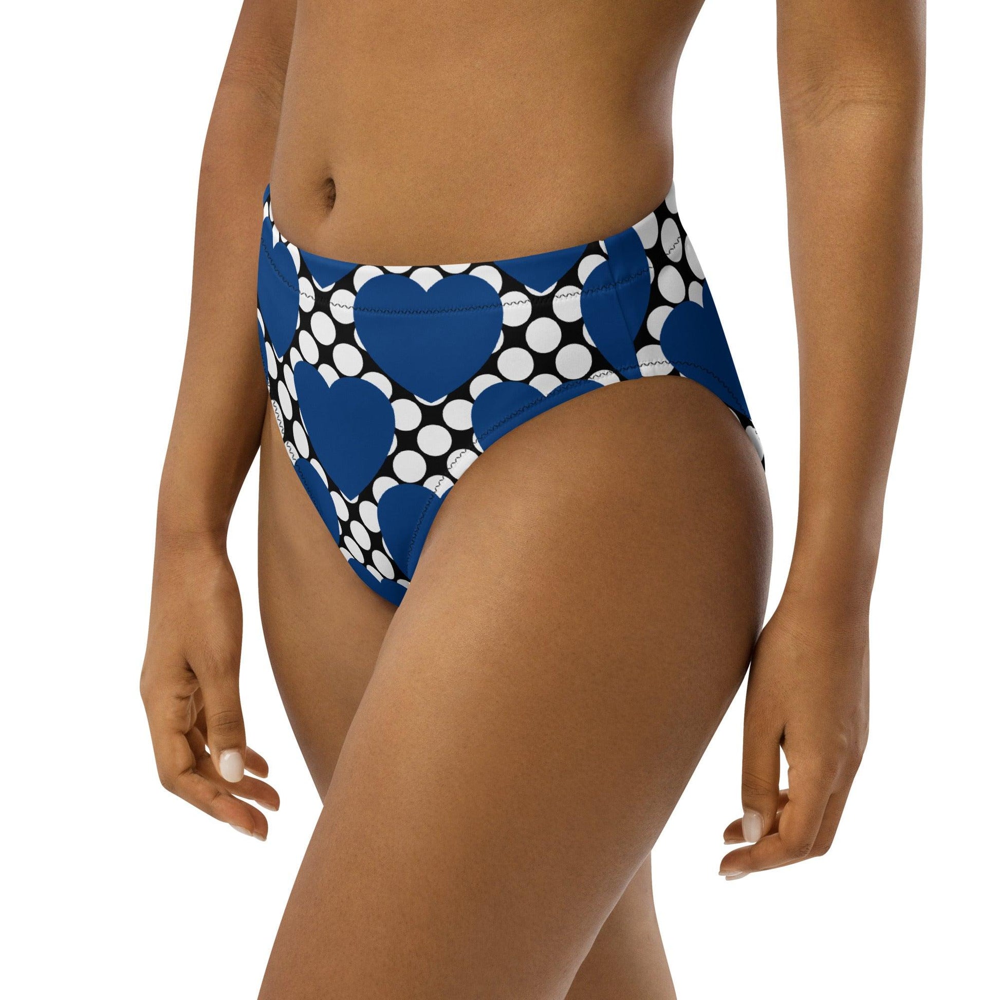 Bikini bottom - ELLIE LOVE DOT blue black - Bold heart print