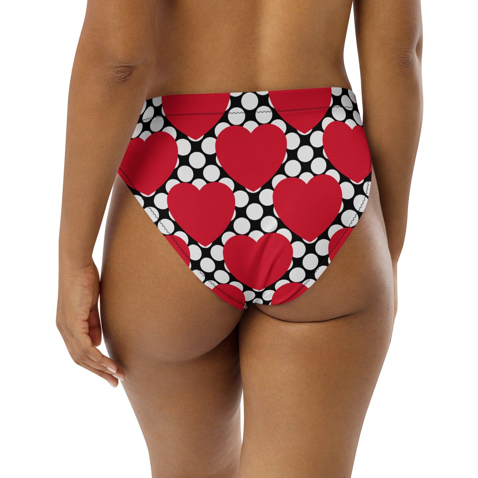 Bikini bottom - ELLIE LOVE DOT red black - Bold heart print