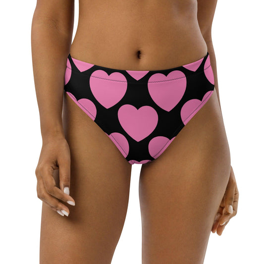 Bikini bottom - ELLIE LOVE pink black - Bold heart print 3XL