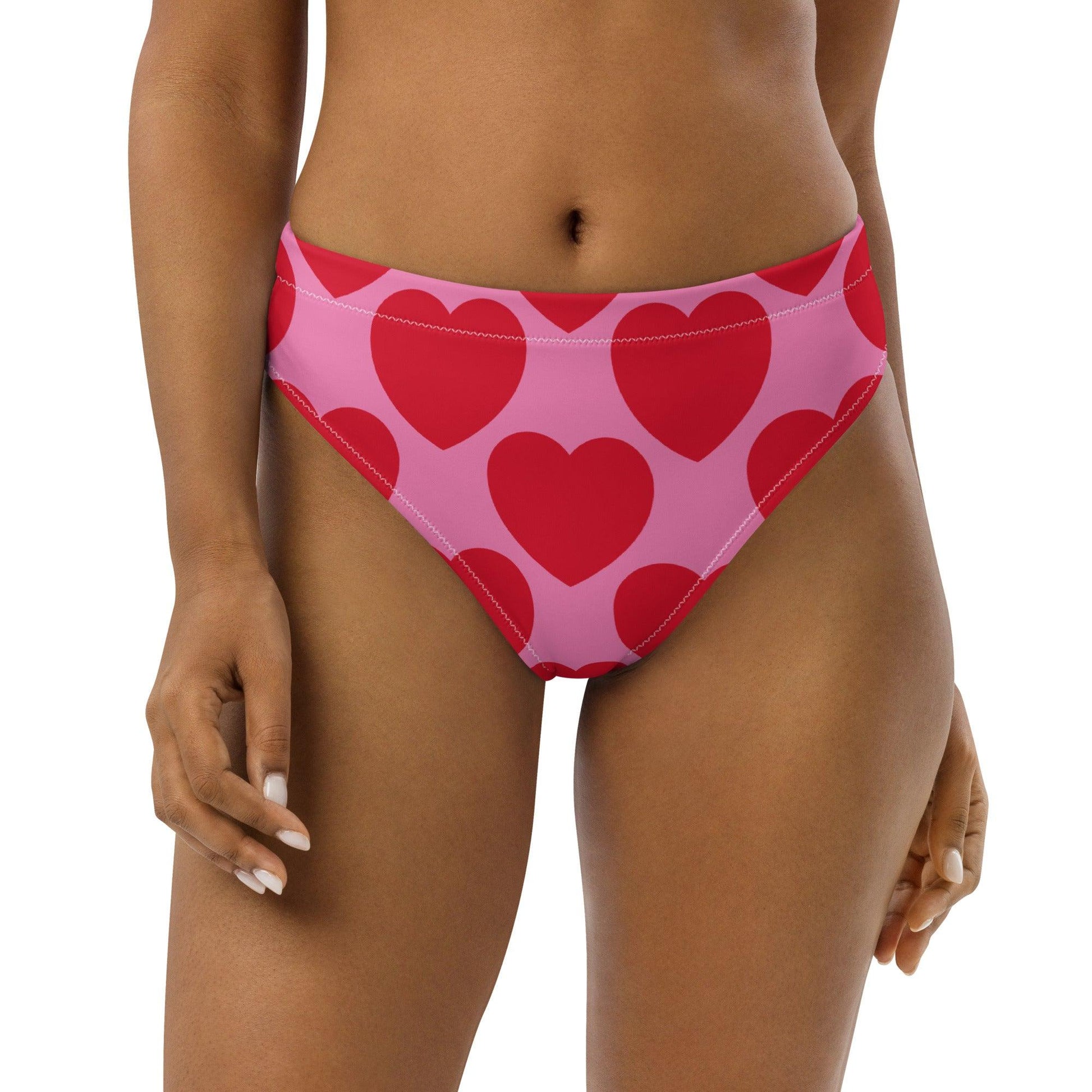 Bikini bottom - ELLIE LOVE red - Bold heart print 3XL
