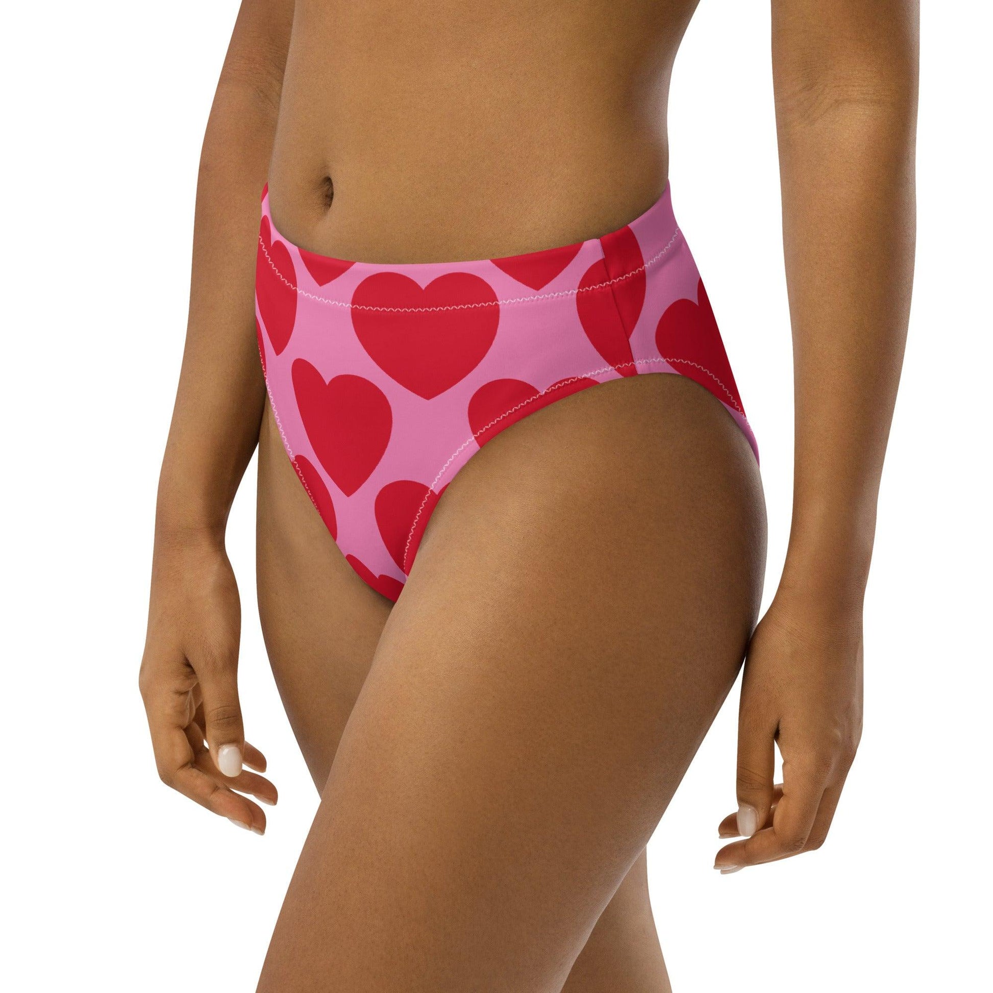 Bikini bottom - ELLIE LOVE red - Bold heart print