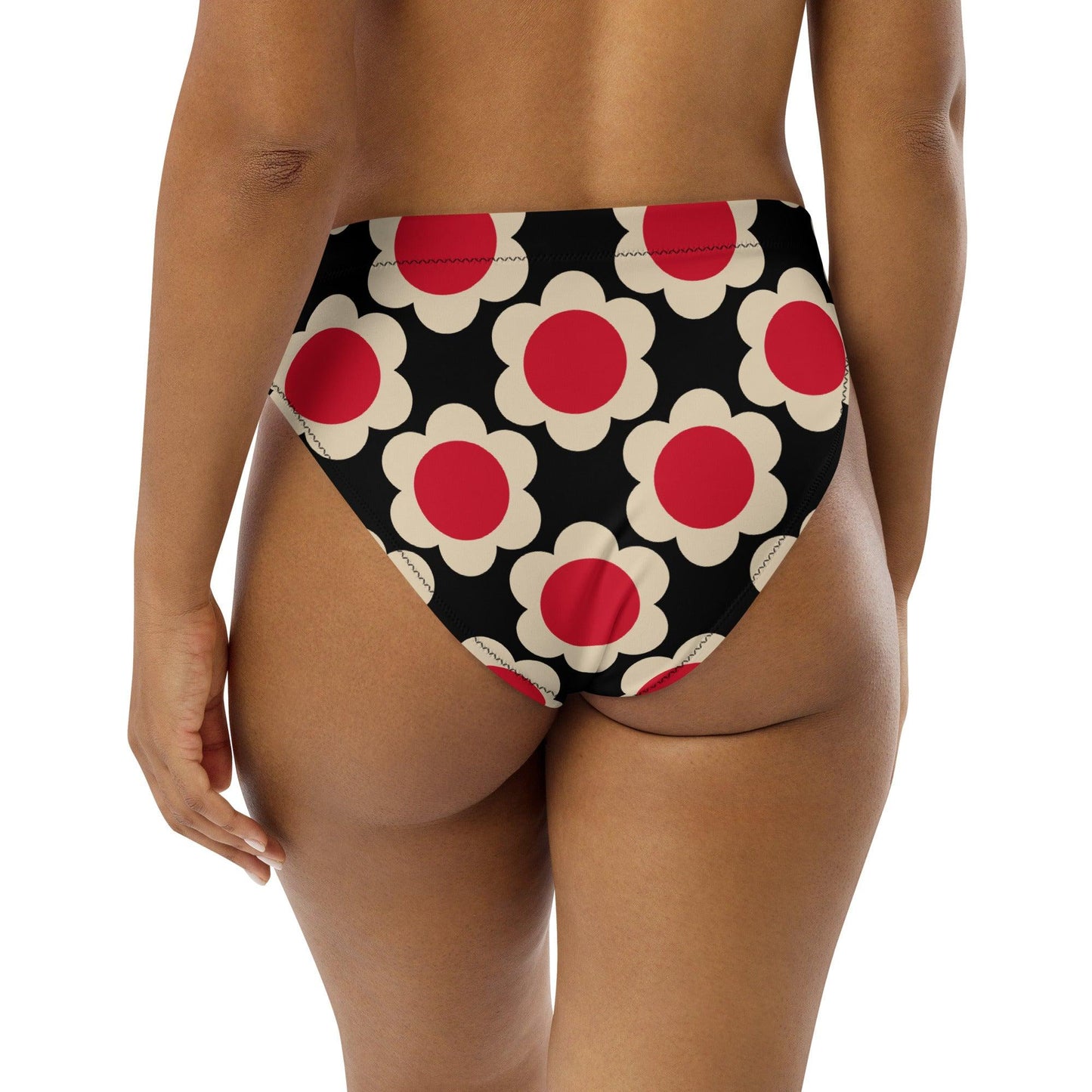 Bikini bottom - ELLIE red black - Classic floral print