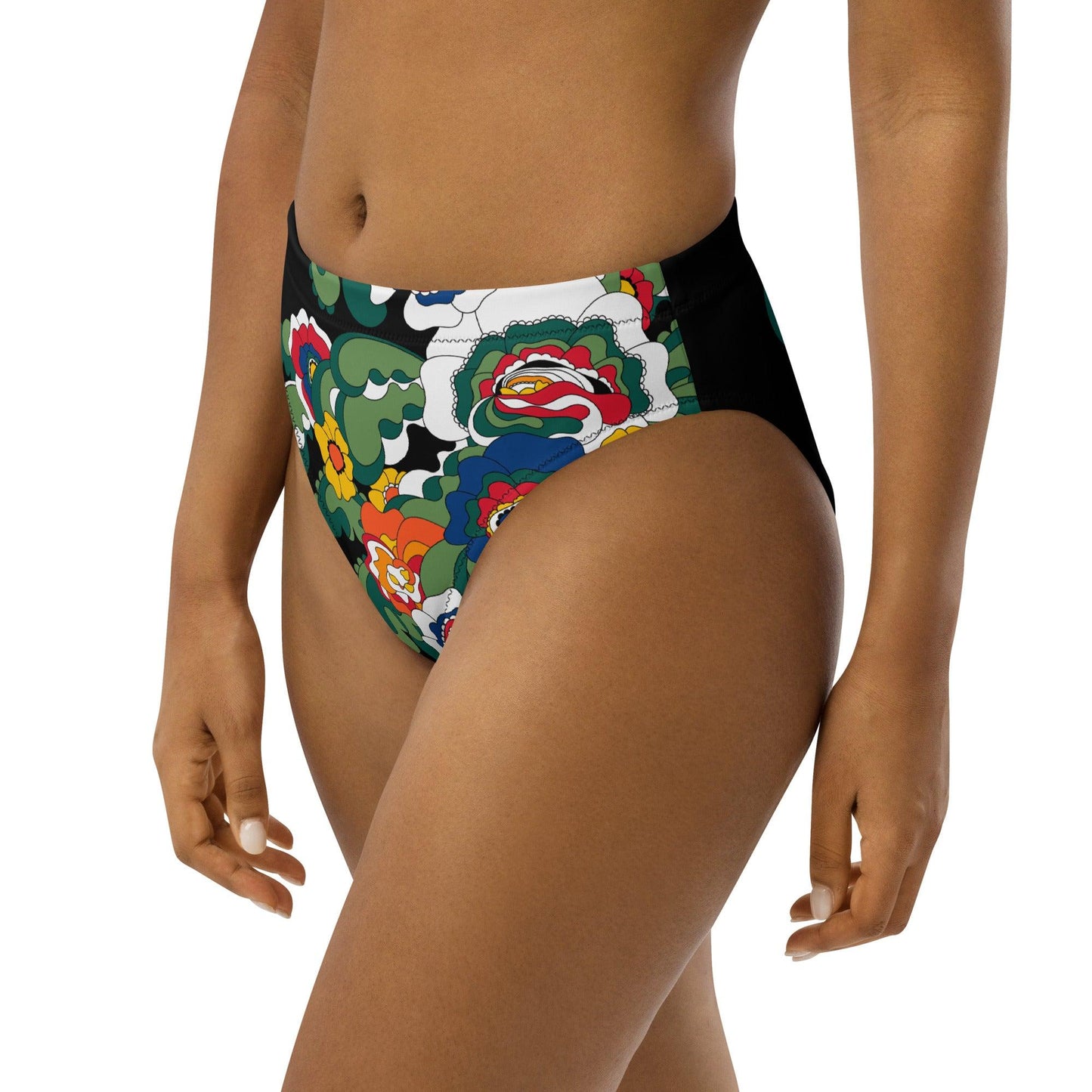 Bikini bottom - GROOVY KURBITS black - Folk floral print