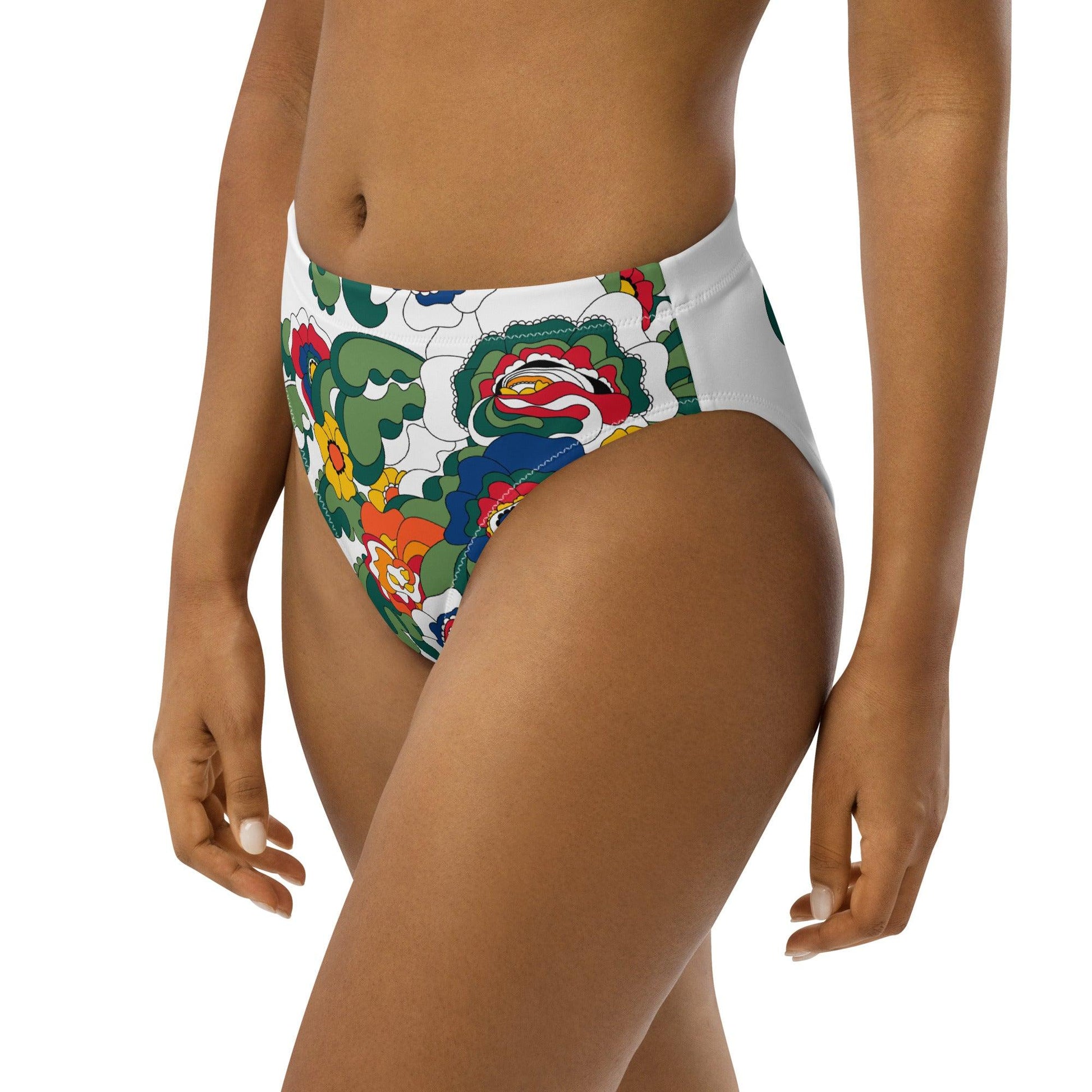 Bikini bottom - GROOVY KURBITS white - Folk floral print