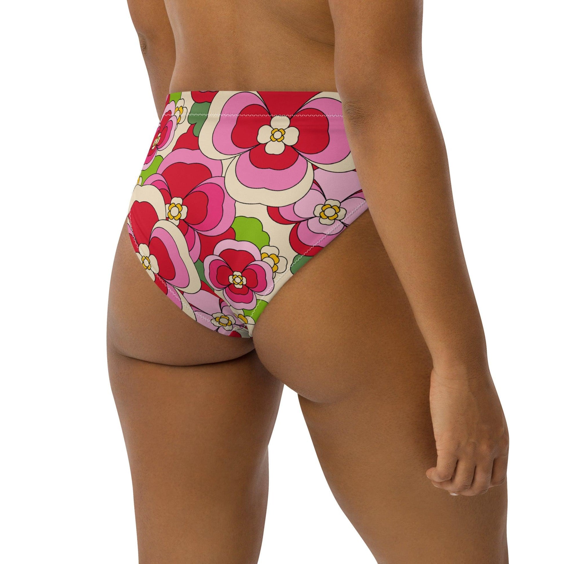 Bikini bottom - PANSY FANTASY pink - Retro pansy print