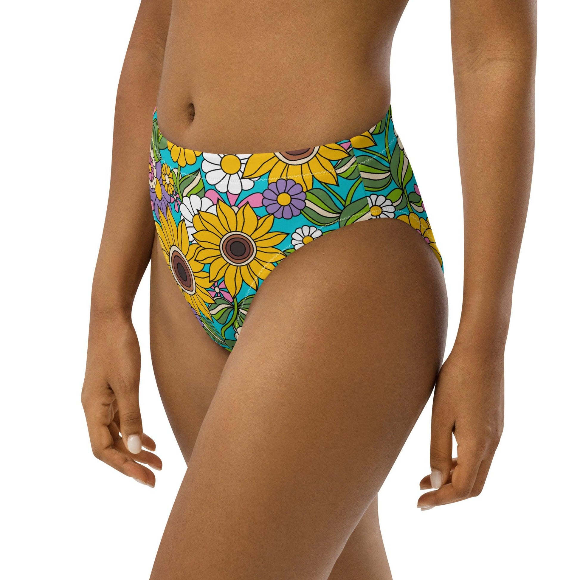 Bikini bottom - SUNDANCE turquoise - Bold sunflower print
