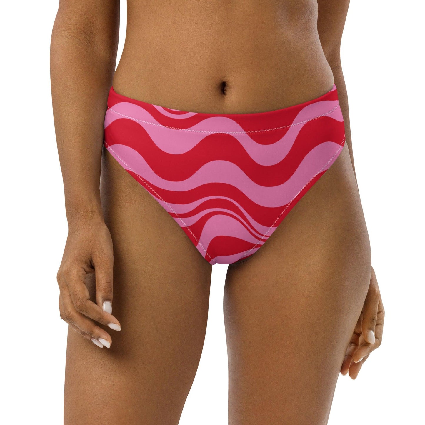 Bikini bottom - ENERGY WAVES red pink - Wavy stripe print 3XL