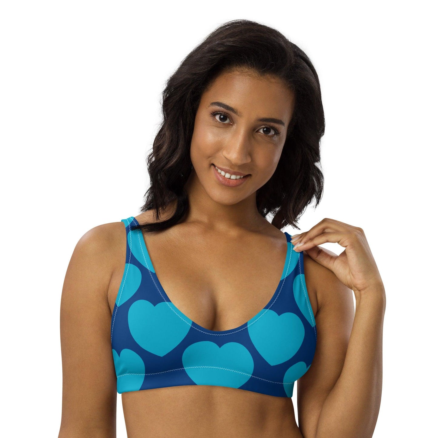 Bikini top - ELLIE LOVE blue - Bold heart print 3XL