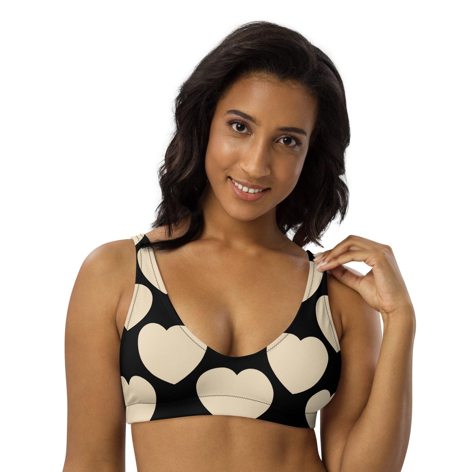 Bikini top - ELLIE LOVE bw - Bold heart print 3XL