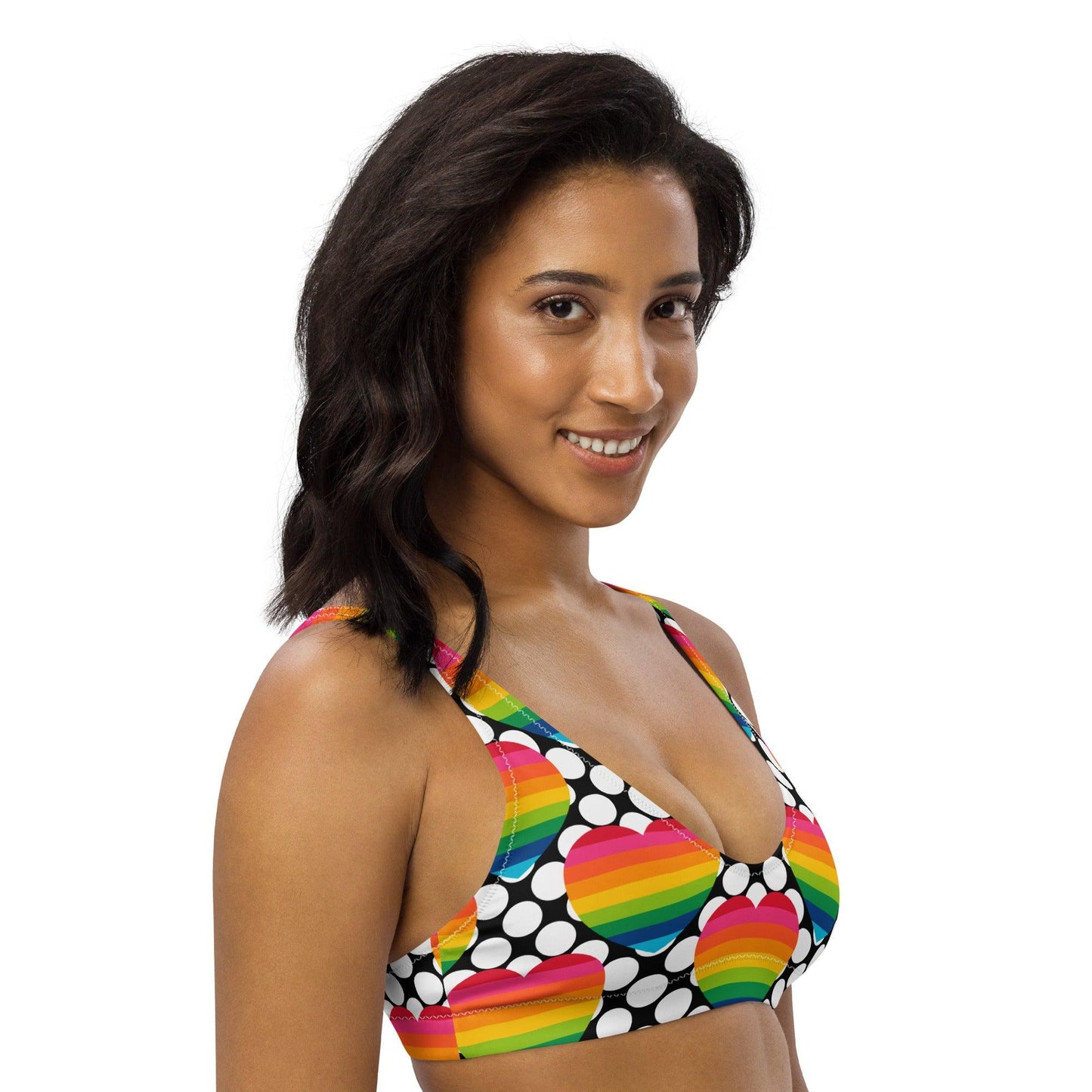 Bikini top - ELLIE LOVE DOT rainbow - Bold heart print