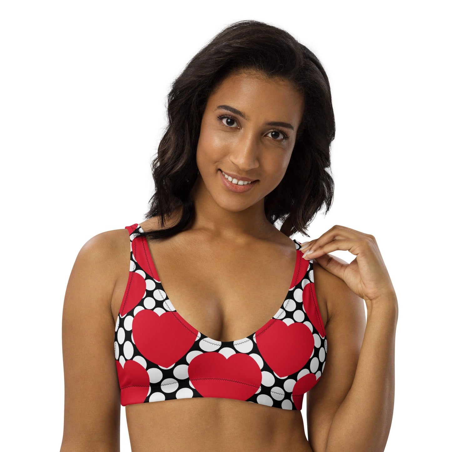 Bikini top - ELLIE LOVE DOT red black - Bold heart print 3XL