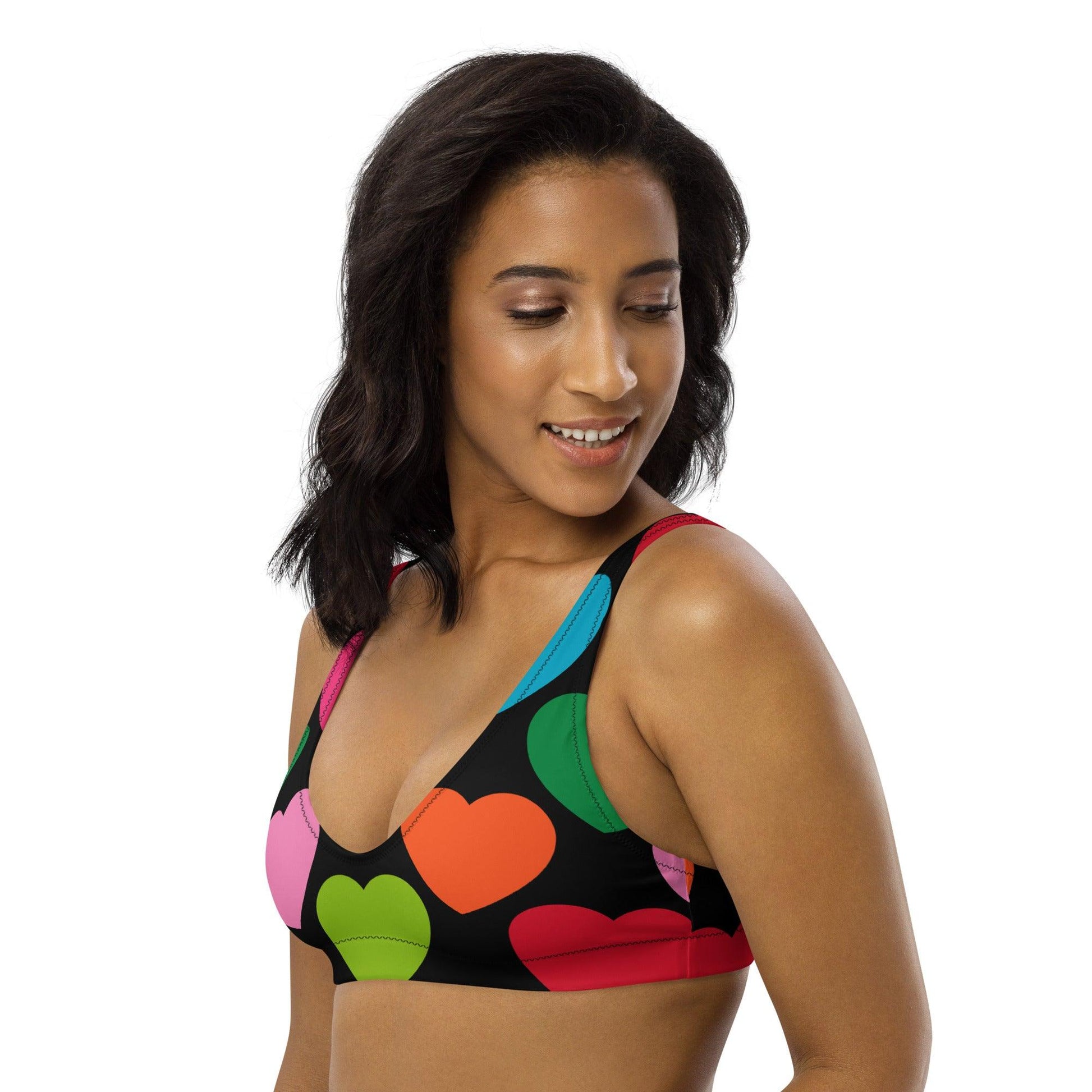 Bikini top - ELLIE LOVE mix black - Bold heart print