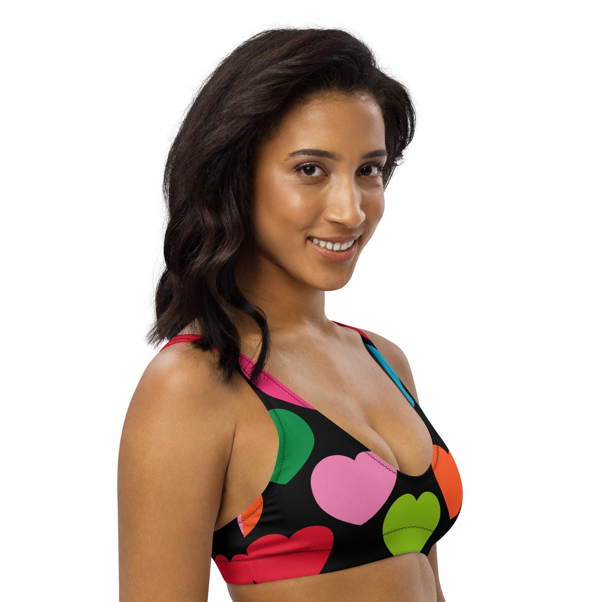 Bikini top - ELLIE LOVE mix black - Bold heart print