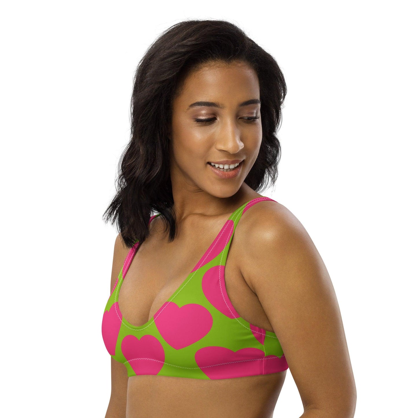 Bikini top - ELLIE LOVE pink lime - Bold heart print