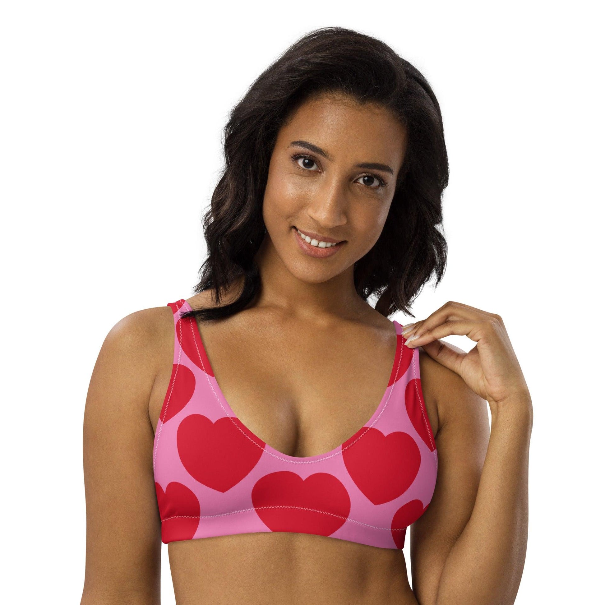 Bikini top - ELLIE LOVE red - Bold heart print 3XL