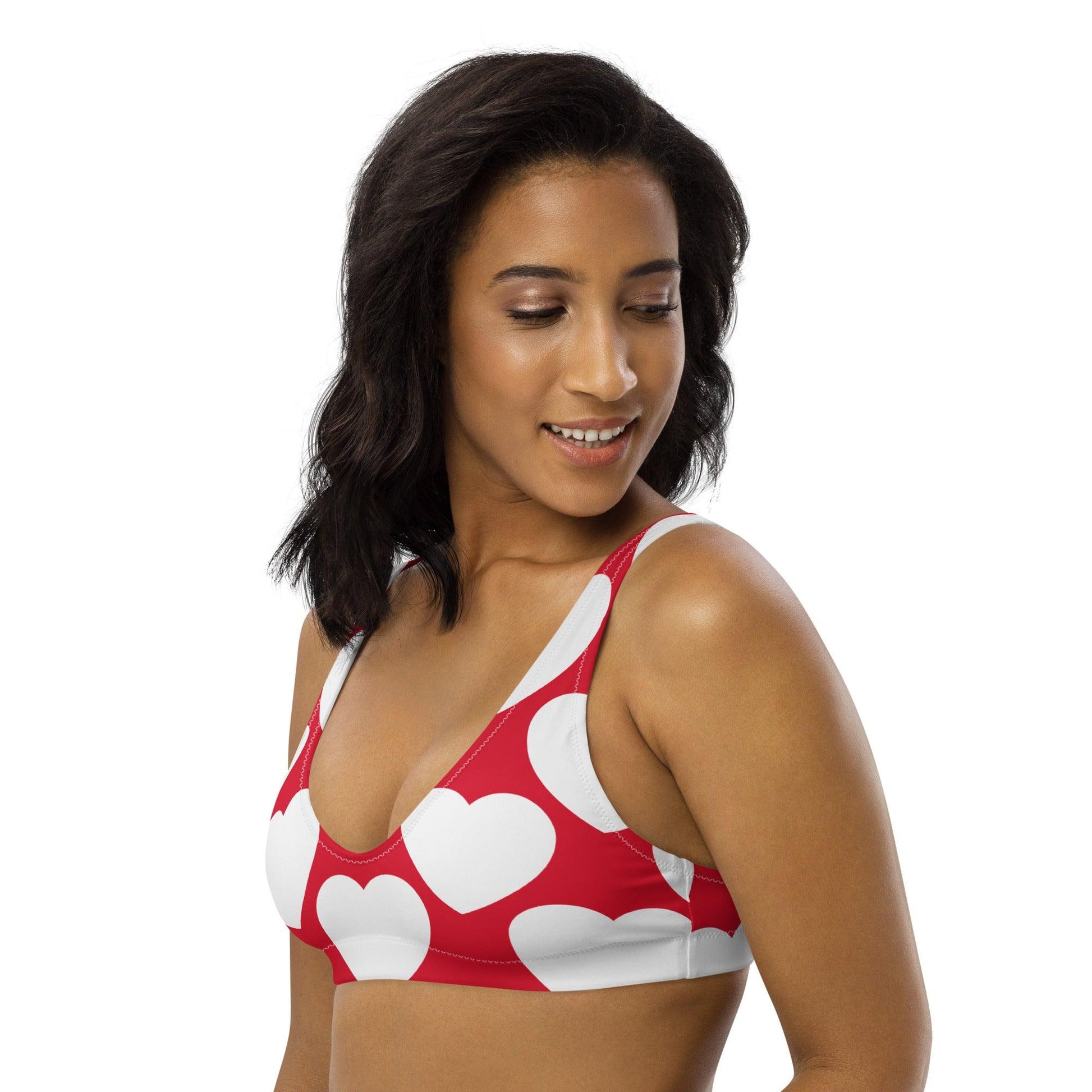 Bikini top - ELLIE LOVE red white - Bold heart print