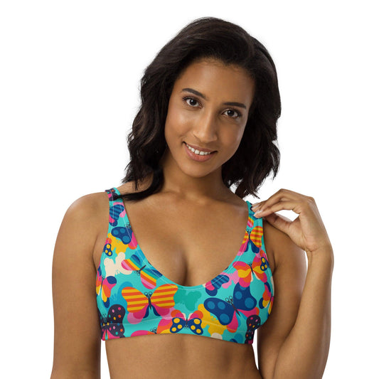 Bikini top - FLYRAVE turquoise - Colorful butterfly print 3XL
