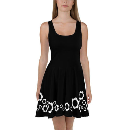 Skater dress - BLACK with ELLIE bw - Classic floral print