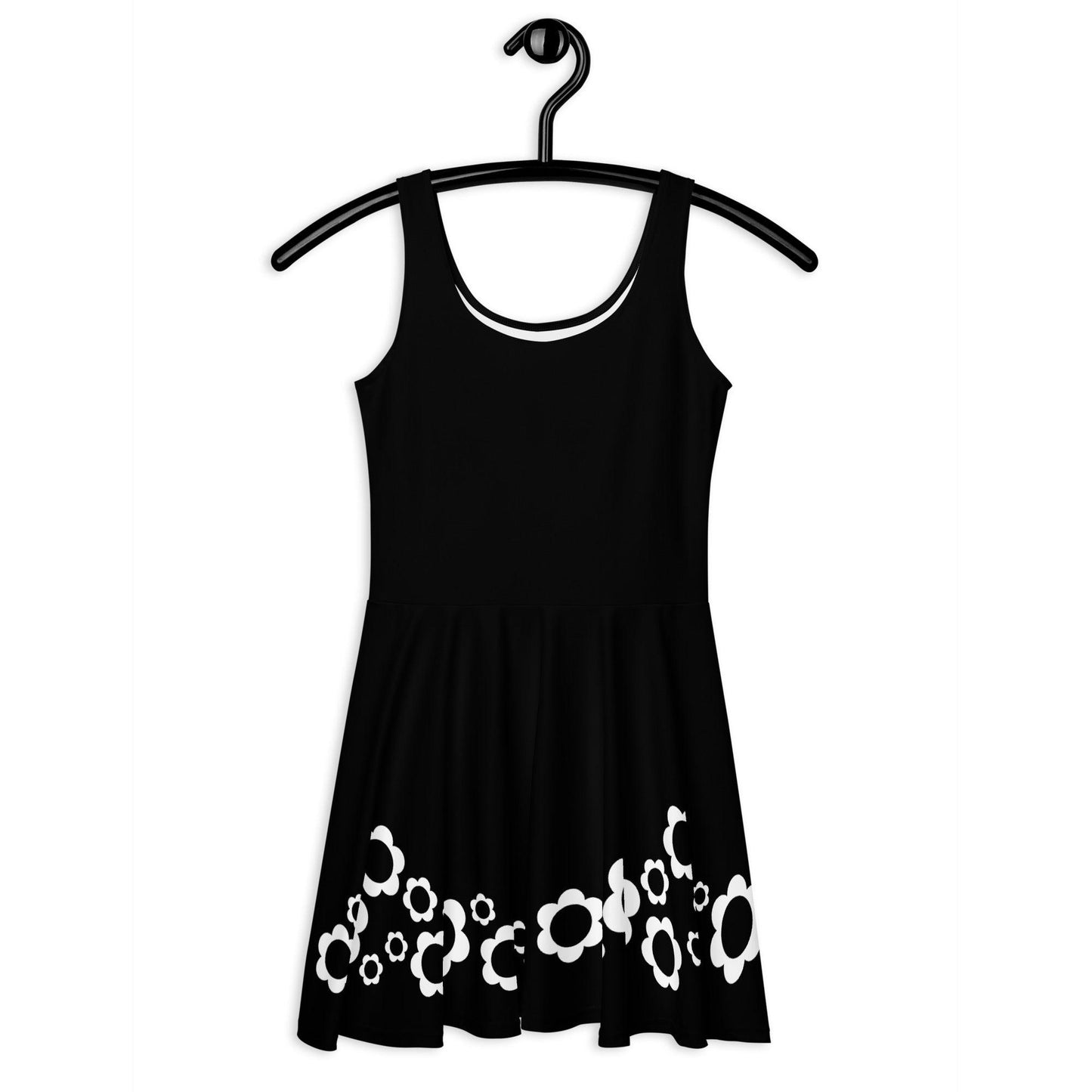 Skater dress - BLACK with ELLIE bw - Classic floral print 3XL