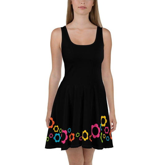 Skater dress - BLACK with ELLIE color - Classic floral print