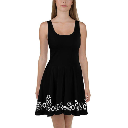 Skater dress - BLACK with FOREVER SWEET bw - Colorful candy mix print