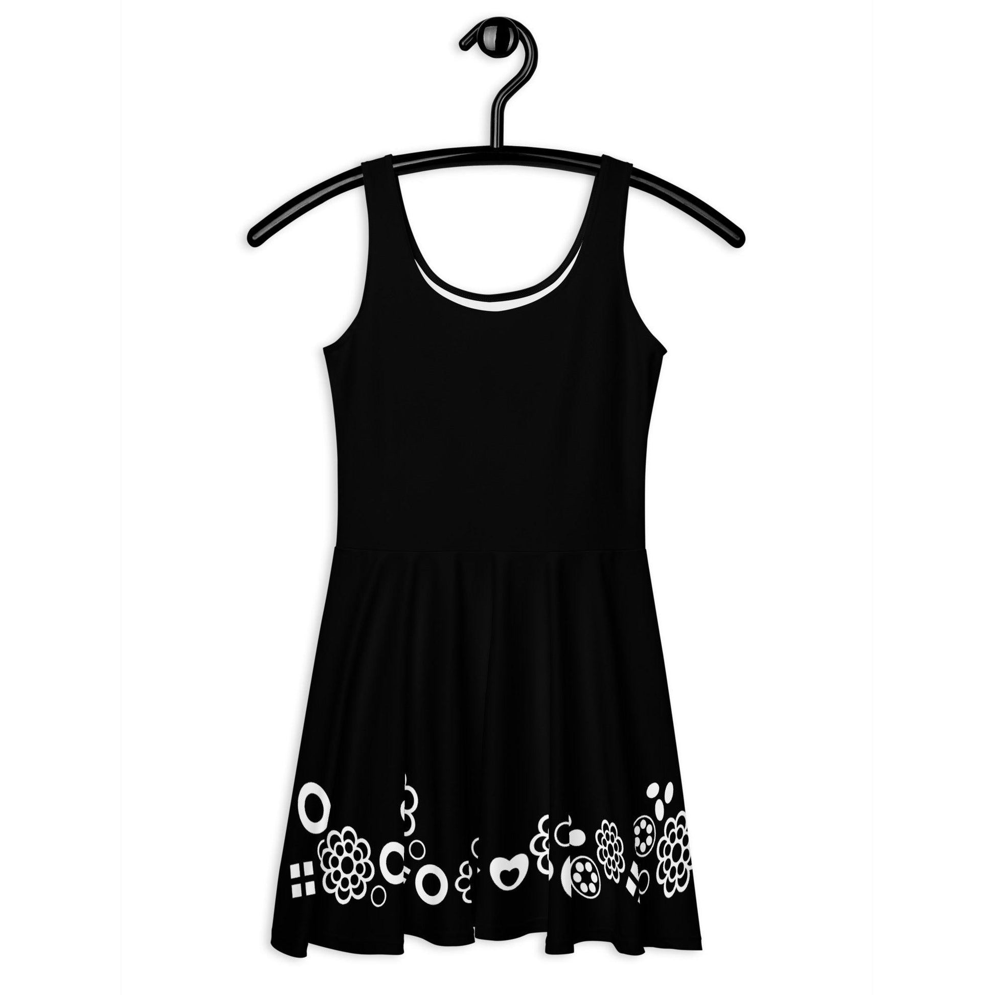 Skater dress - BLACK with FOREVER SWEET bw - Colorful candy mix print 3XL