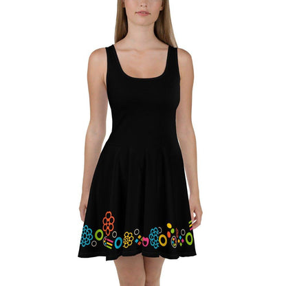 Skater dress - BLACK with FOREVER SWEET color - Colorful candy mix print