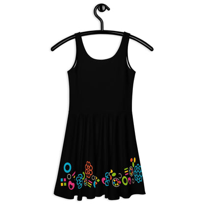 Skater dress - BLACK with FOREVER SWEET color - Colorful candy mix print