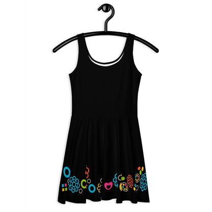 Skater dress - BLACK with FOREVER SWEET color - Colorful candy mix print 3XL